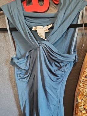 Studio M Slate Blue Twist-Front Top